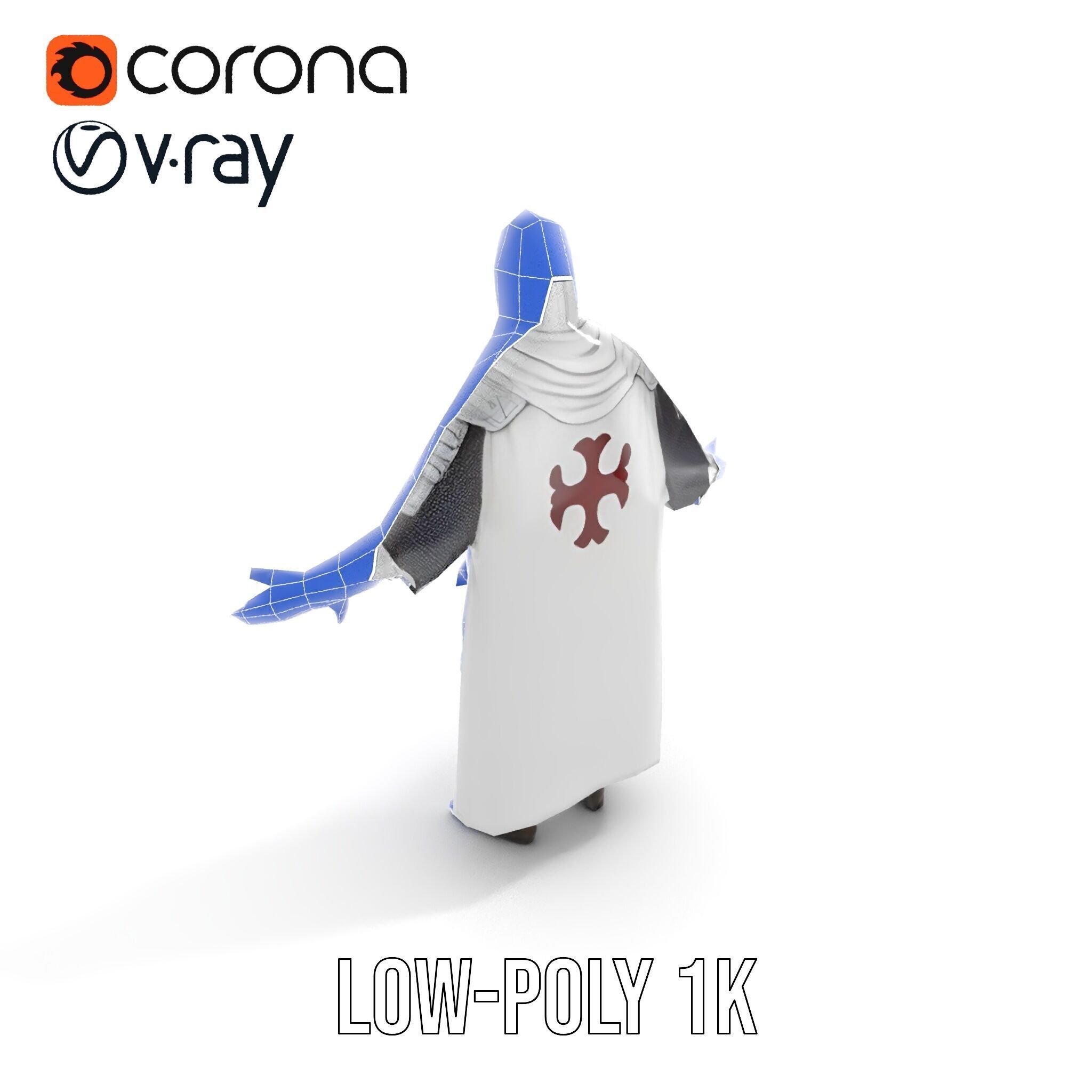 Medieval Knight Character Model Rigged and Animated Low-poly 3D model_30