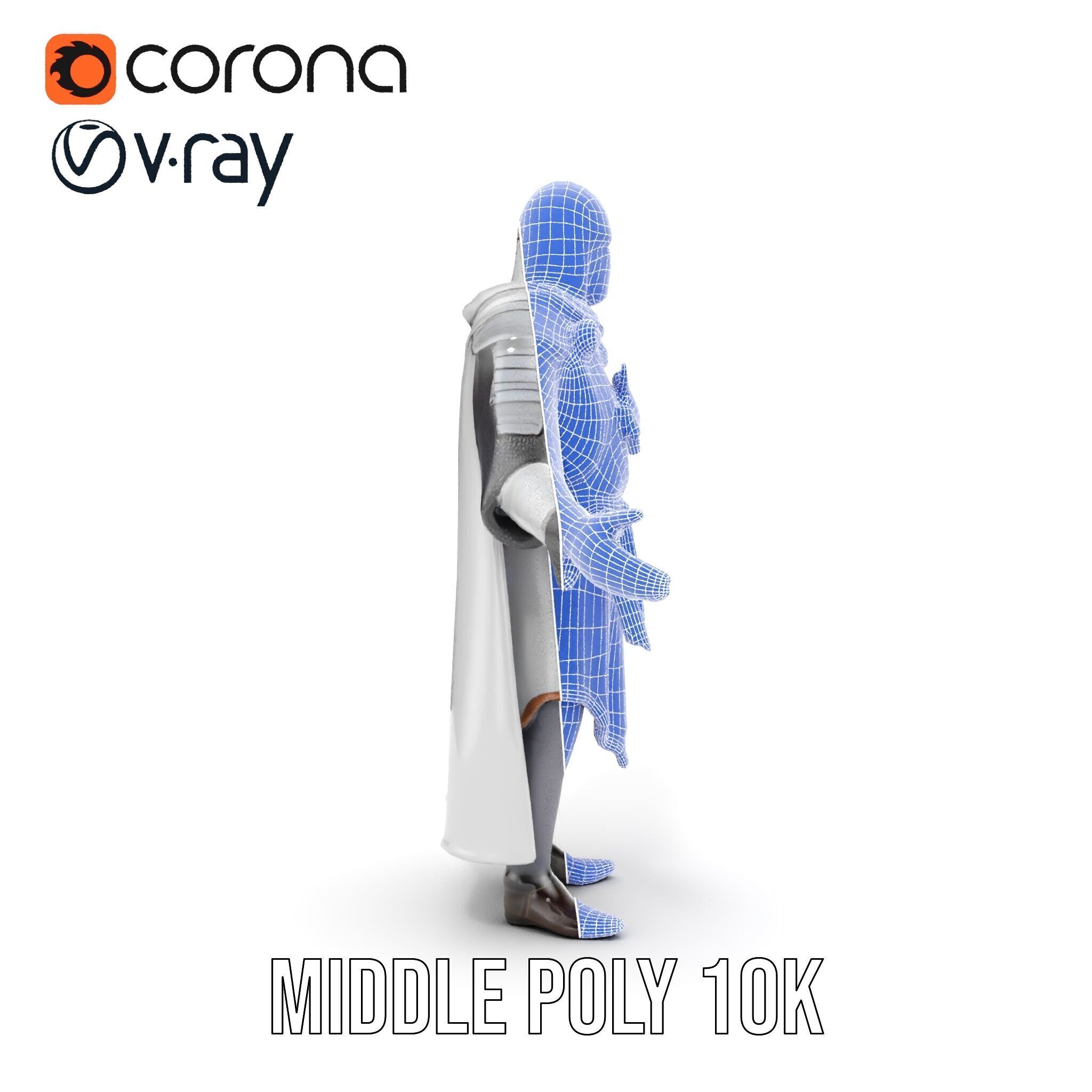 Medieval Knight Character Model Rigged and Animated Low-poly 3D model_34