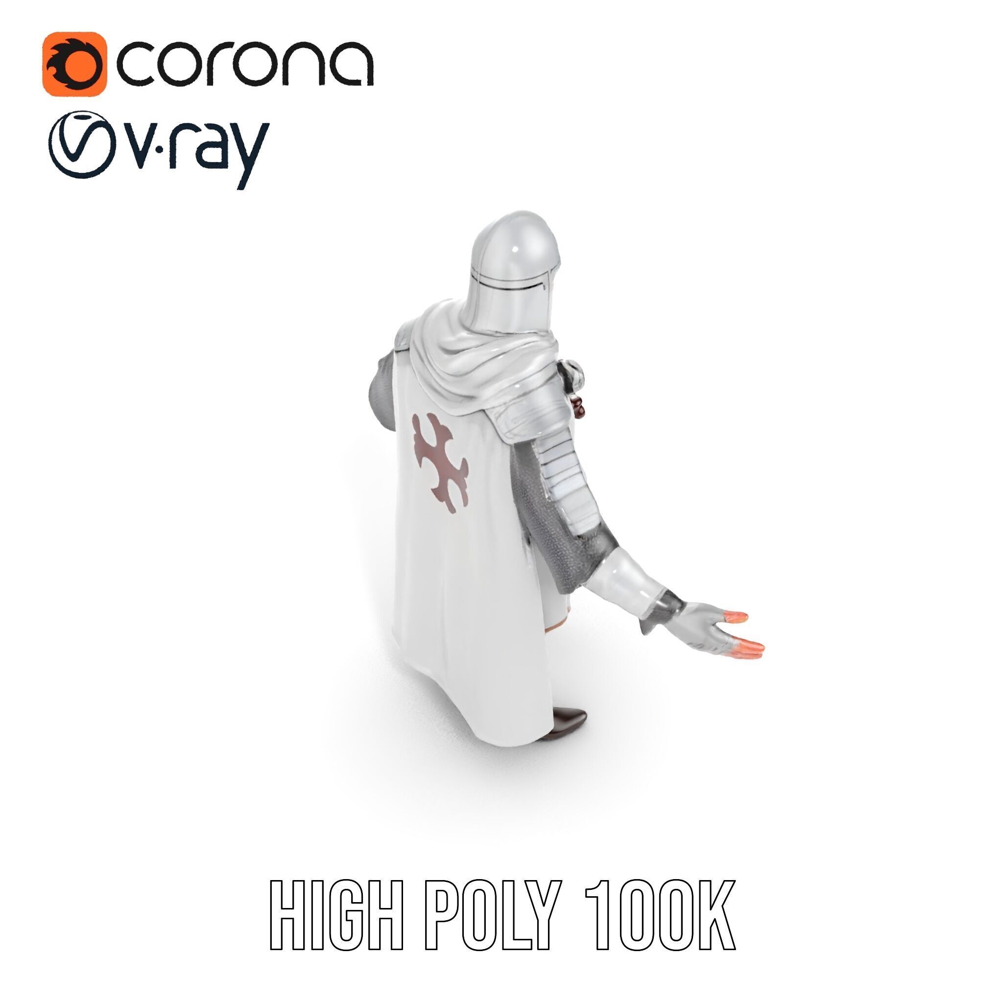 Medieval Knight Character Model Rigged and Animated Low-poly 3D model_33