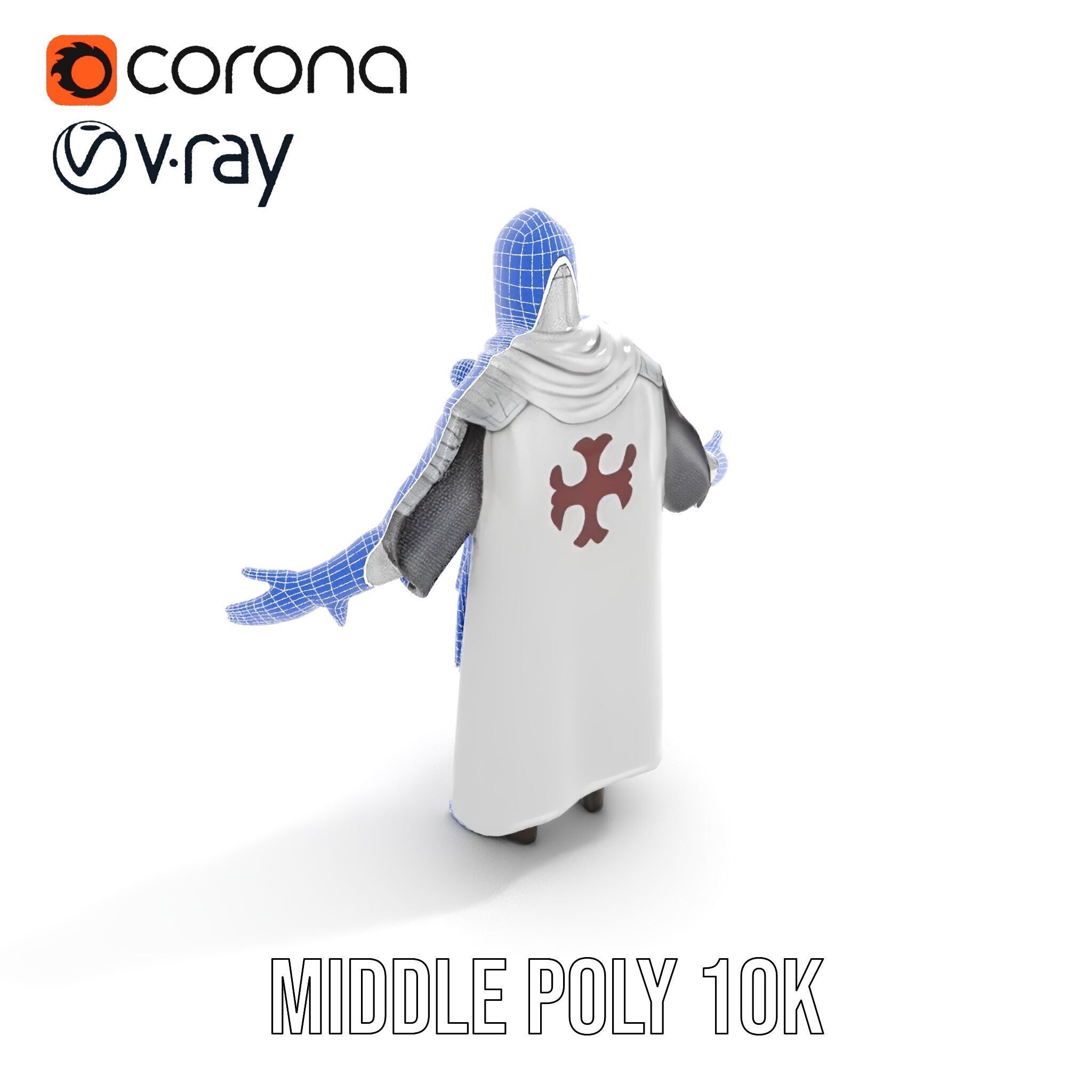 Medieval Knight Character Model Rigged and Animated Low-poly 3D model_37