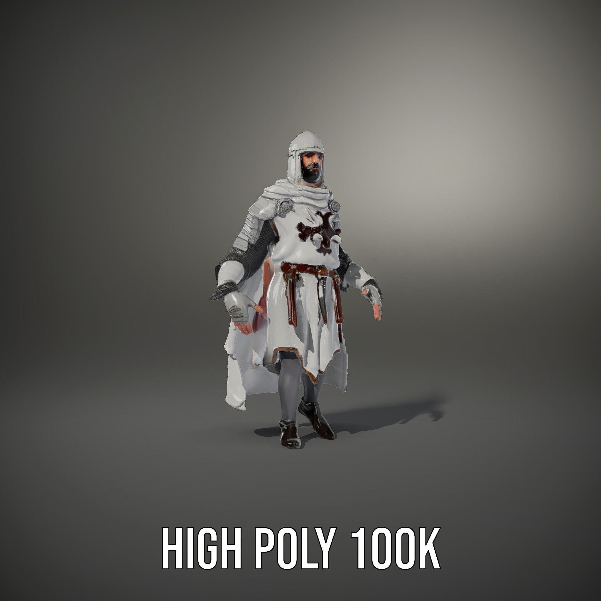 Medieval Knight Character Model Rigged and Animated Low-poly 3D model_15