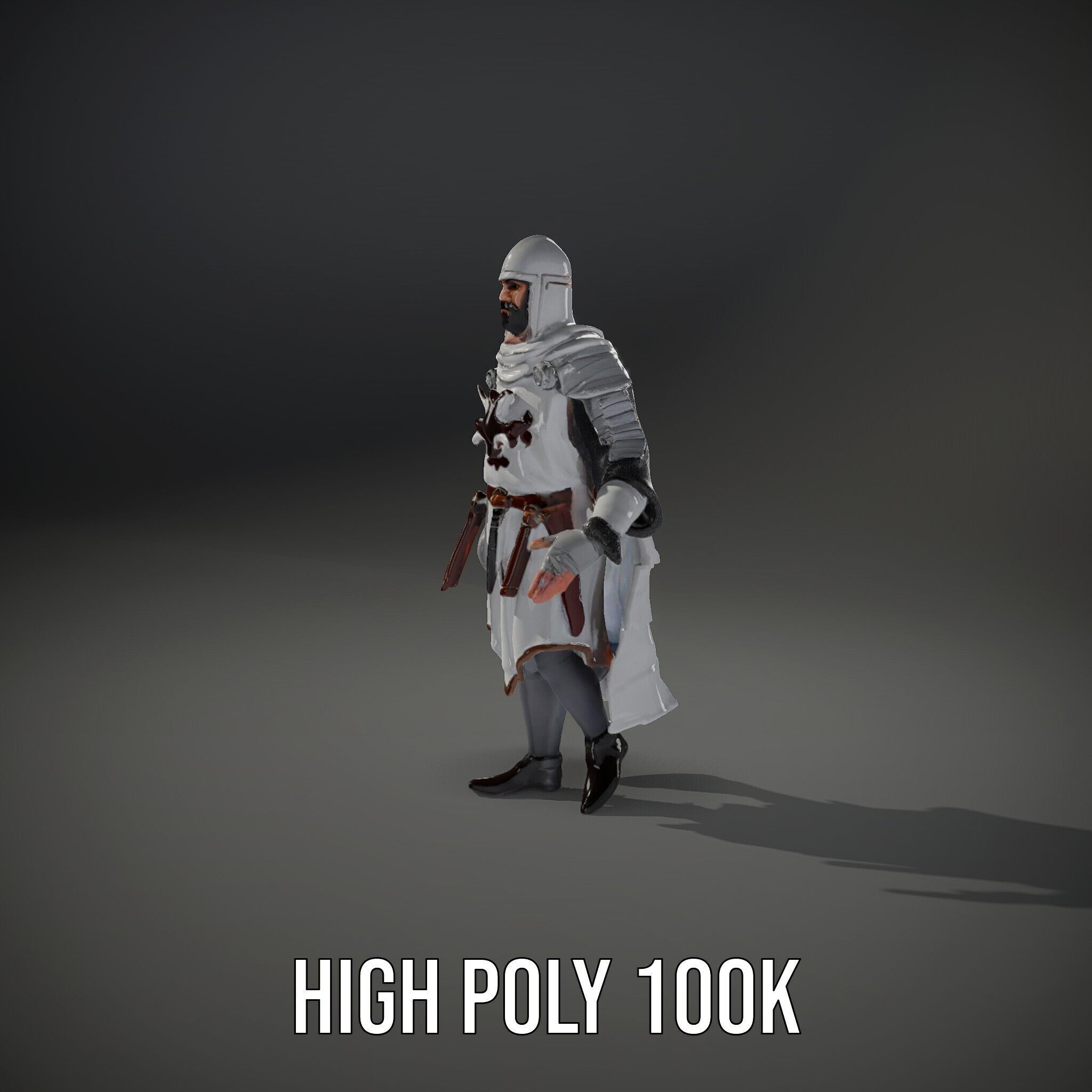 Medieval Knight Character Model Rigged and Animated Low-poly 3D model_9