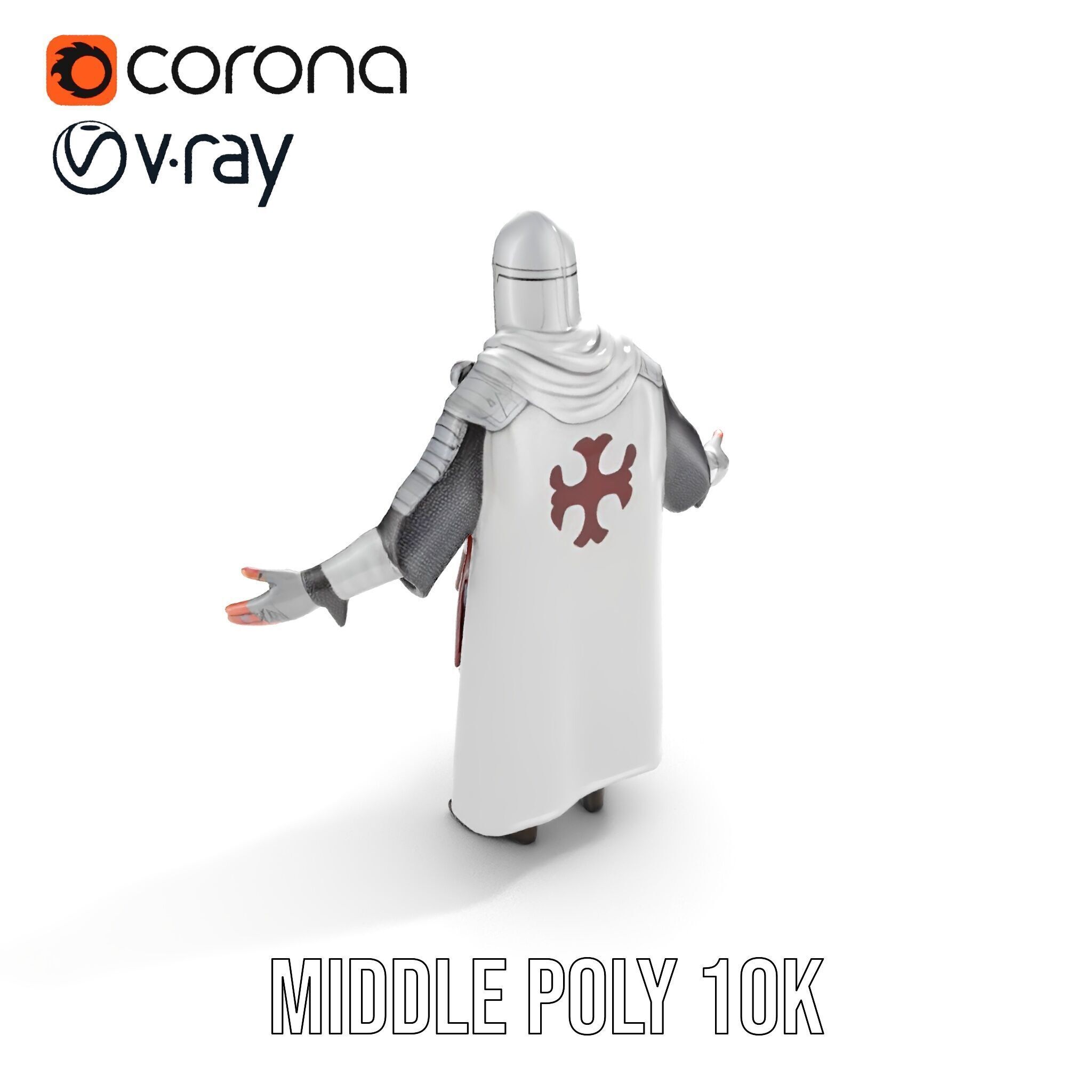 Medieval Knight Character Model Rigged and Animated Low-poly 3D model_18