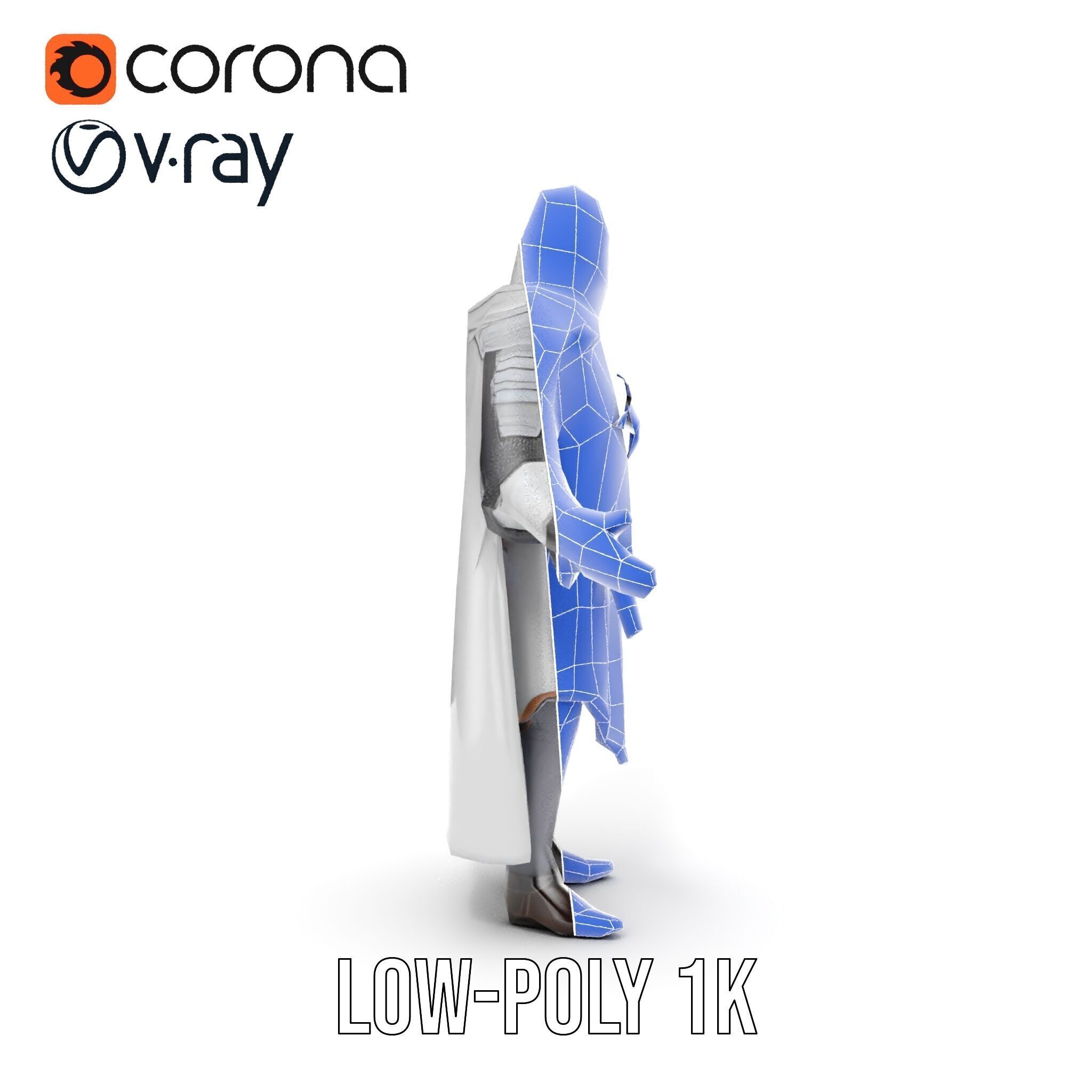 Medieval Knight Character Model Rigged and Animated Low-poly 3D model_32