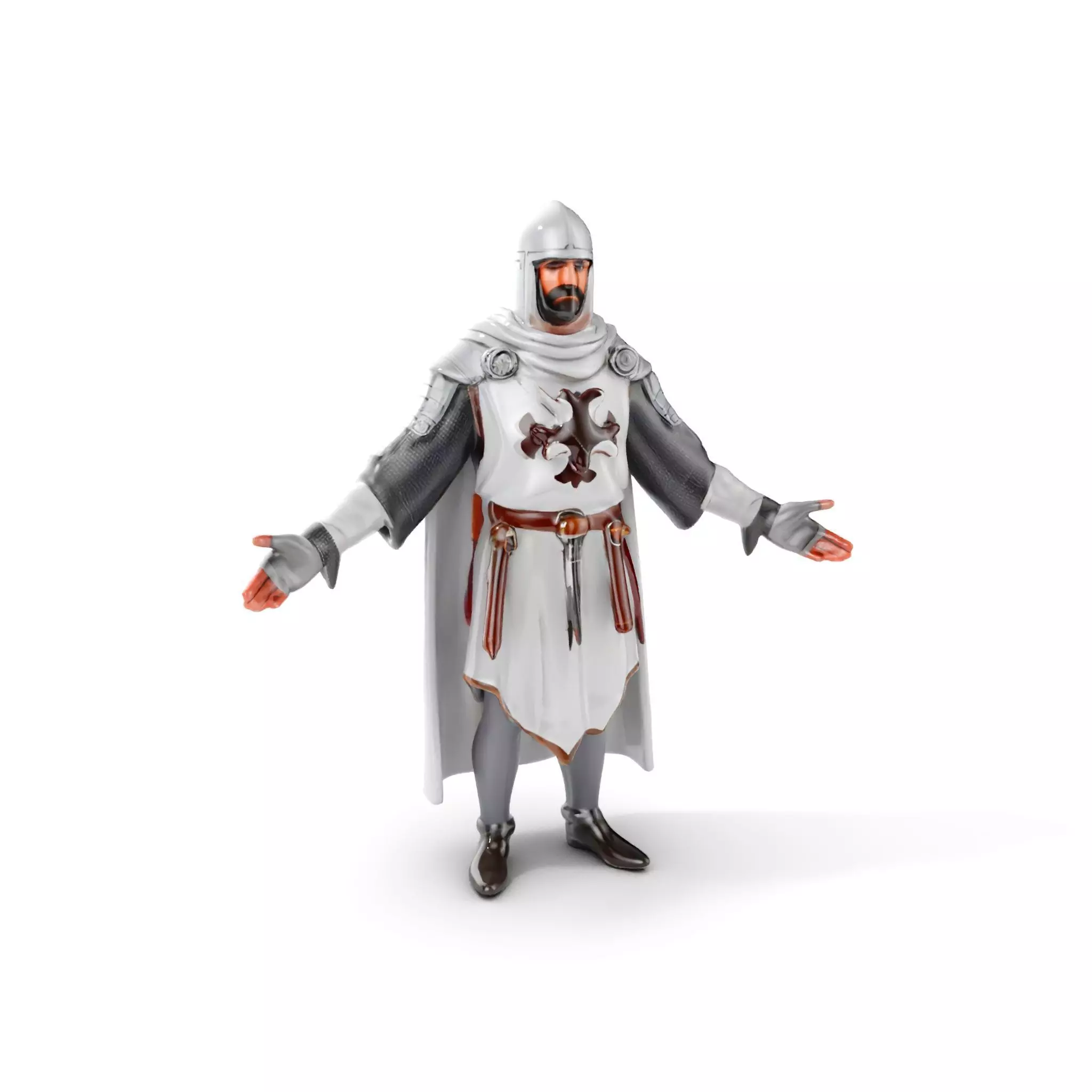 Medieval Knight Character Model Rigged and Animated Low-poly 3D model_0