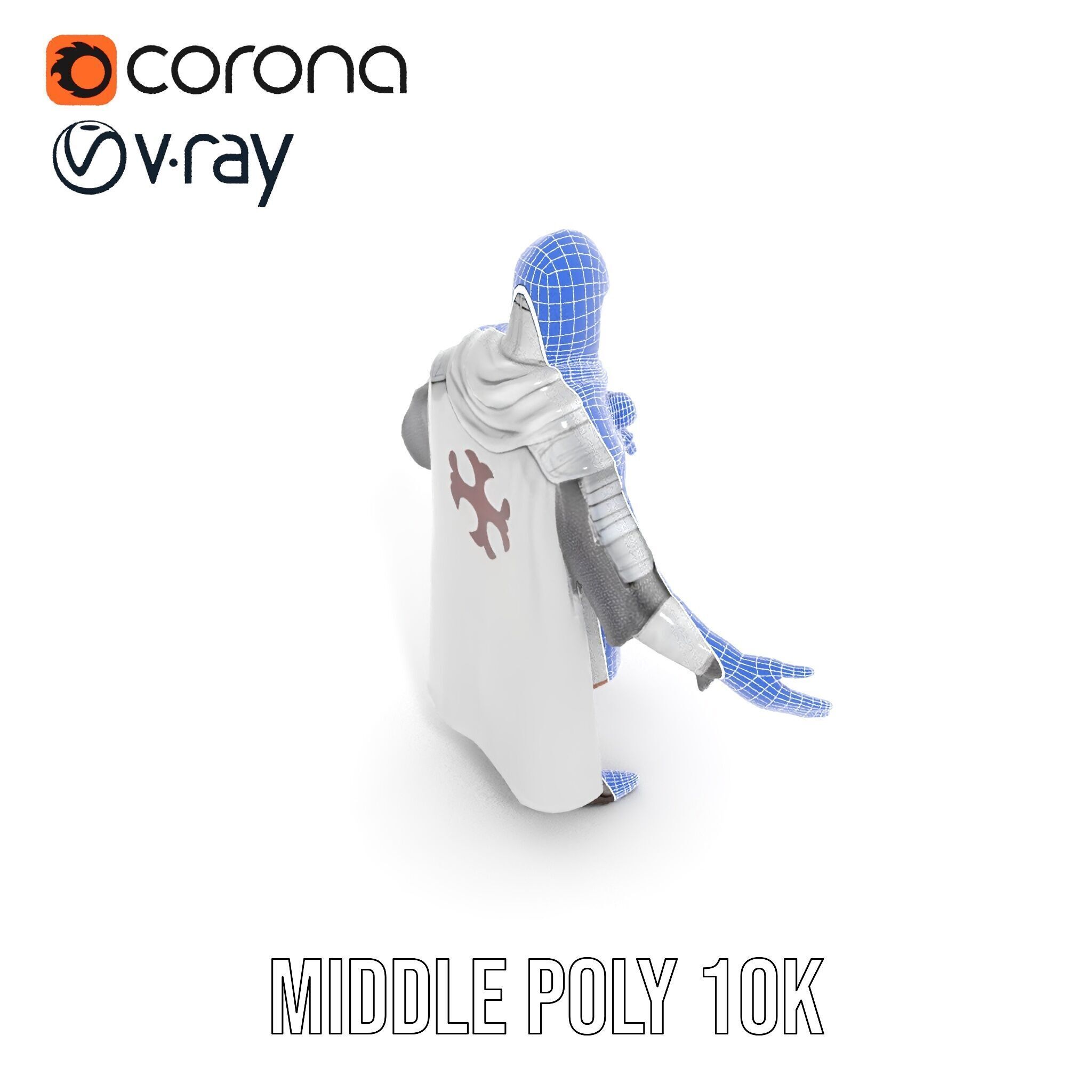 Medieval Knight Character Model Rigged and Animated Low-poly 3D model_26