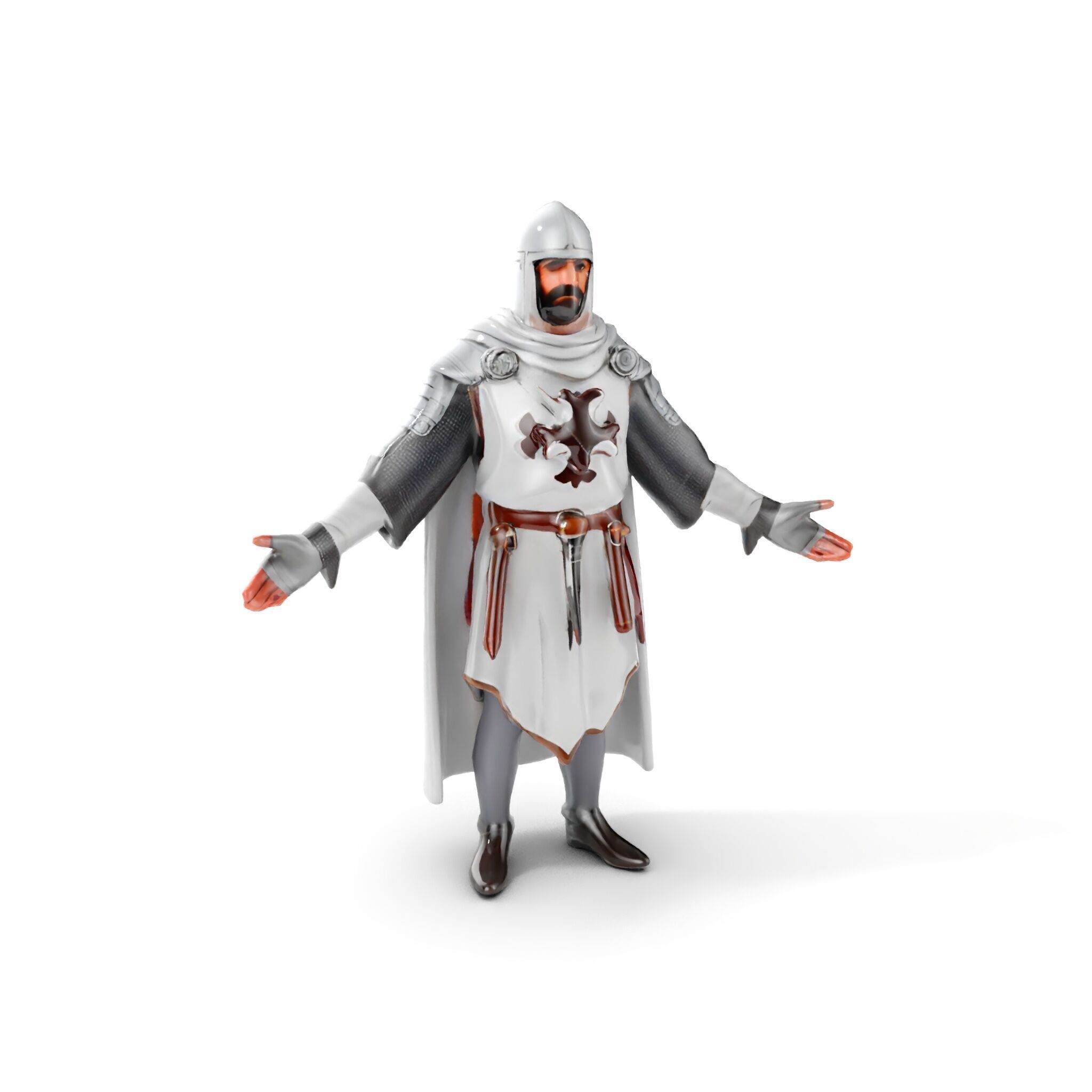 Medieval Knight Character Model Rigged and Animated Low-poly 3D model_13