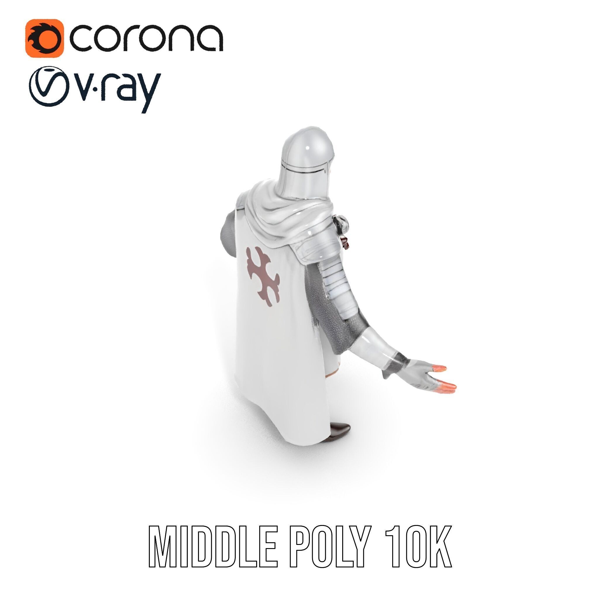 Medieval Knight Character Model Rigged and Animated Low-poly 3D model_16