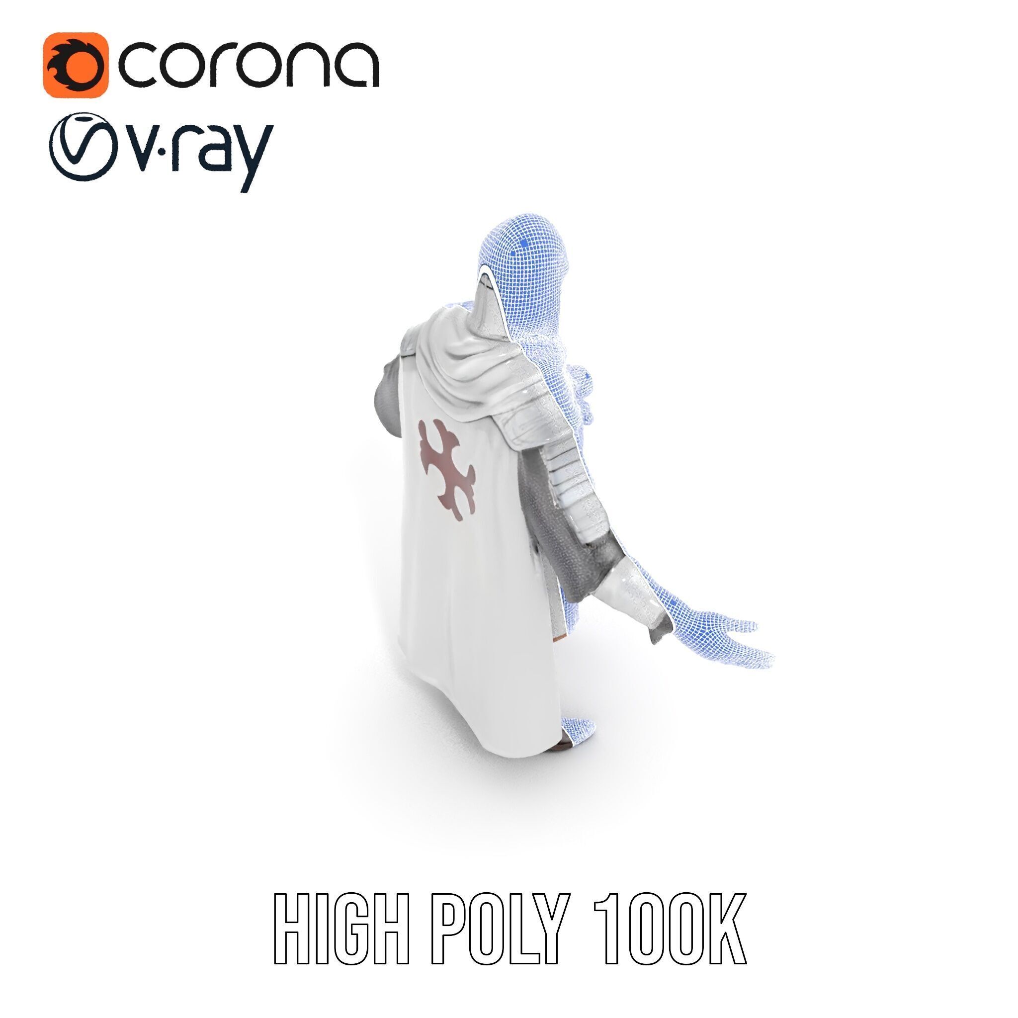 Medieval Knight Character Model Rigged and Animated Low-poly 3D model_36