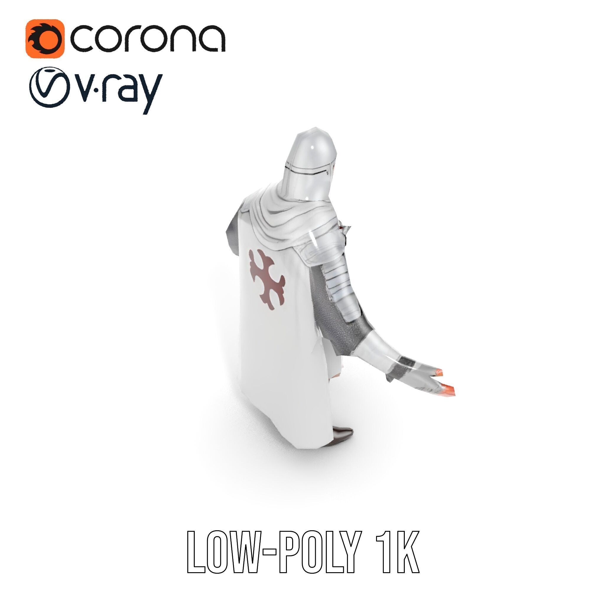 Medieval Knight Character Model Rigged and Animated Low-poly 3D model_27