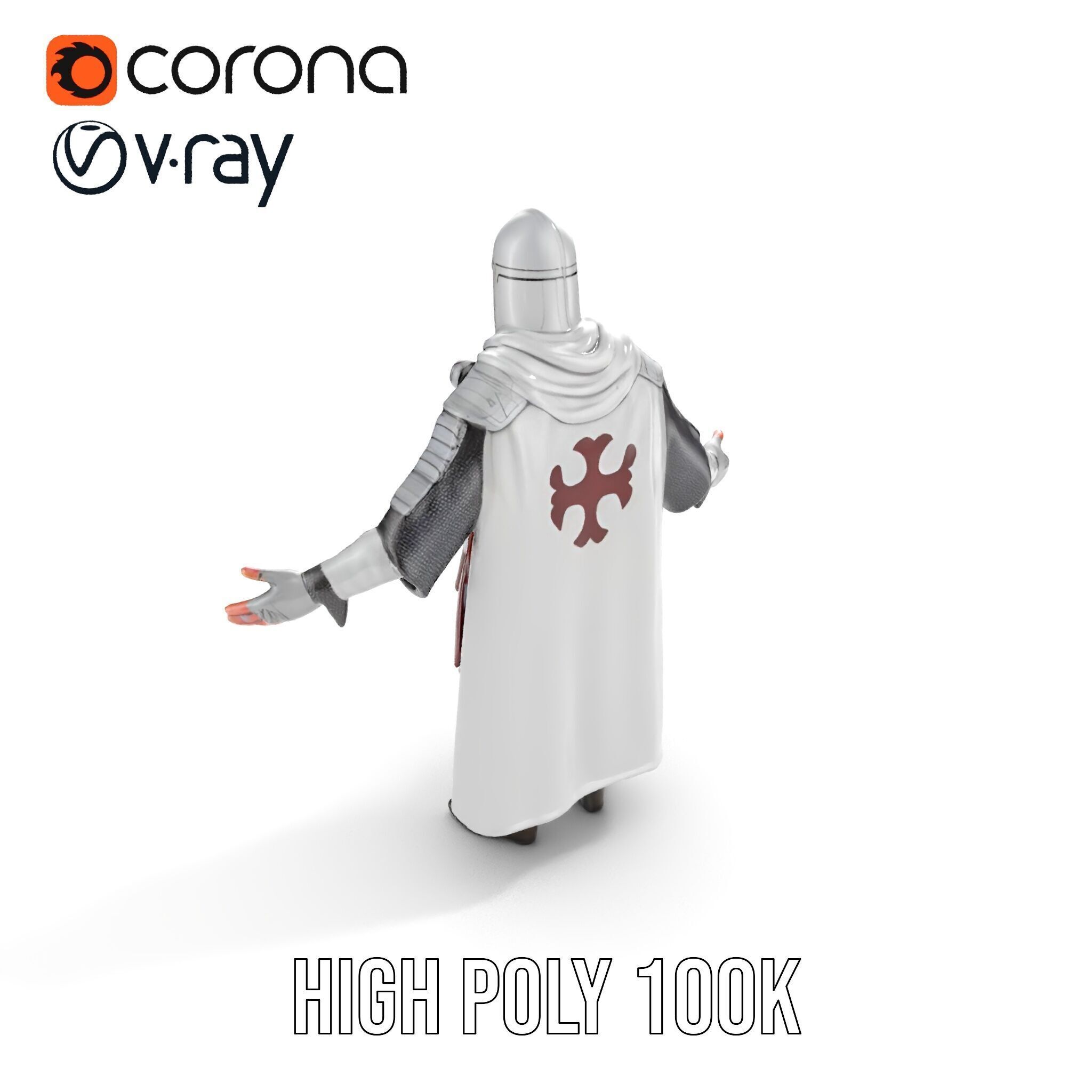 Medieval Knight Character Model Rigged and Animated Low-poly 3D model_28