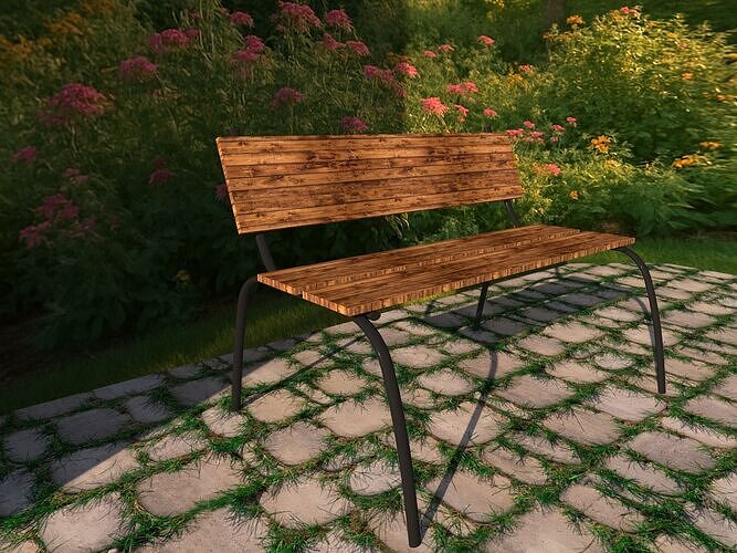 Garden Bench Free low-poly 3D model