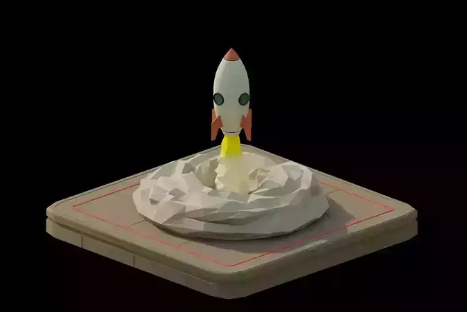 Rocket Low-poly 3d Model