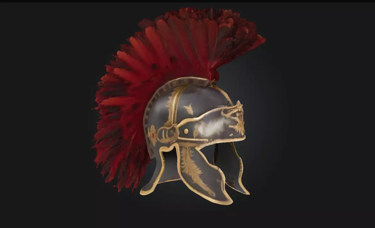 Centurion Glory Roman Officer Helmet Model 3D model_0
