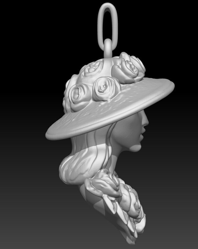 Girl in a Flower Hat 3D print model_5