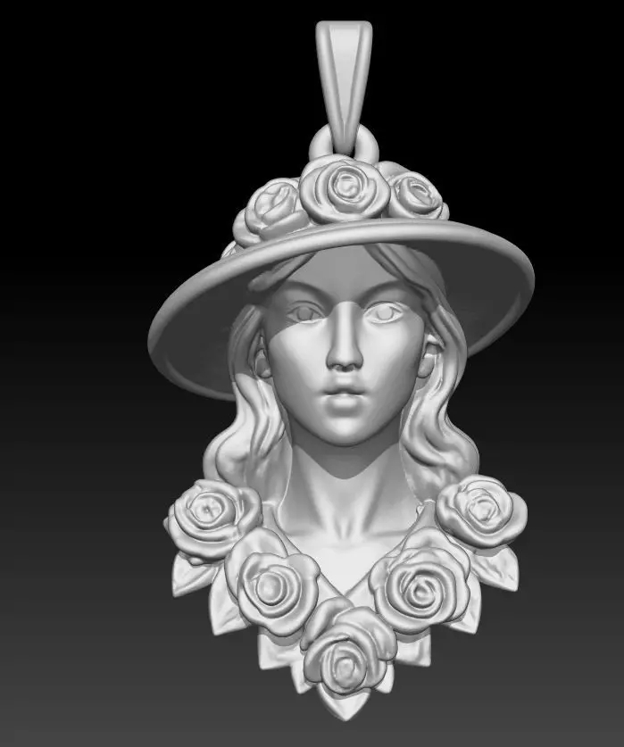 Girl in a Flower Hat 3D print model_0
