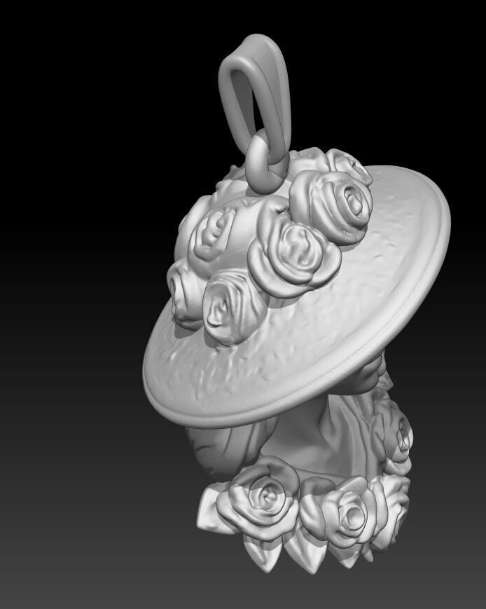 Girl in a Flower Hat 3D print model_4