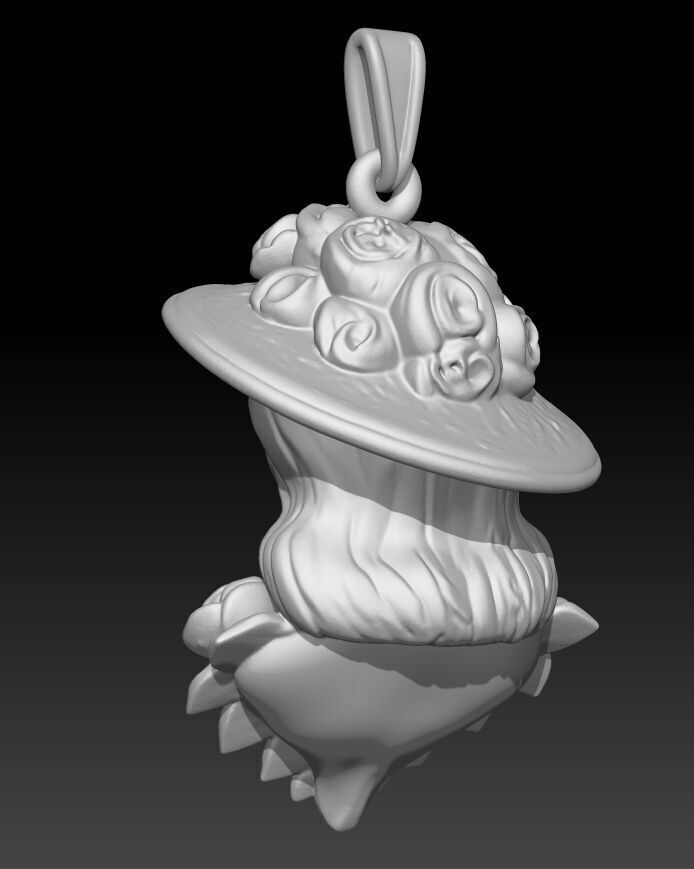 Girl in a Flower Hat 3D print model_3