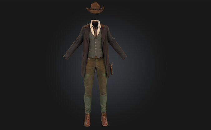 Cowgirl Chic Outfit Stylish Western Apparel Model 3D model