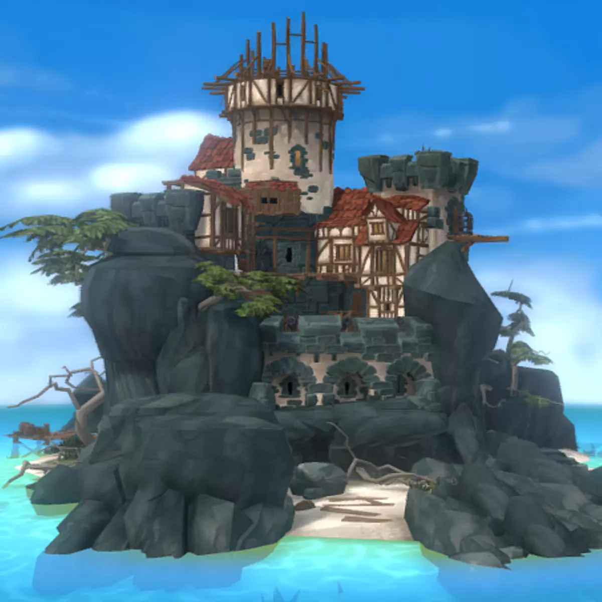 Island with house 3D model_0