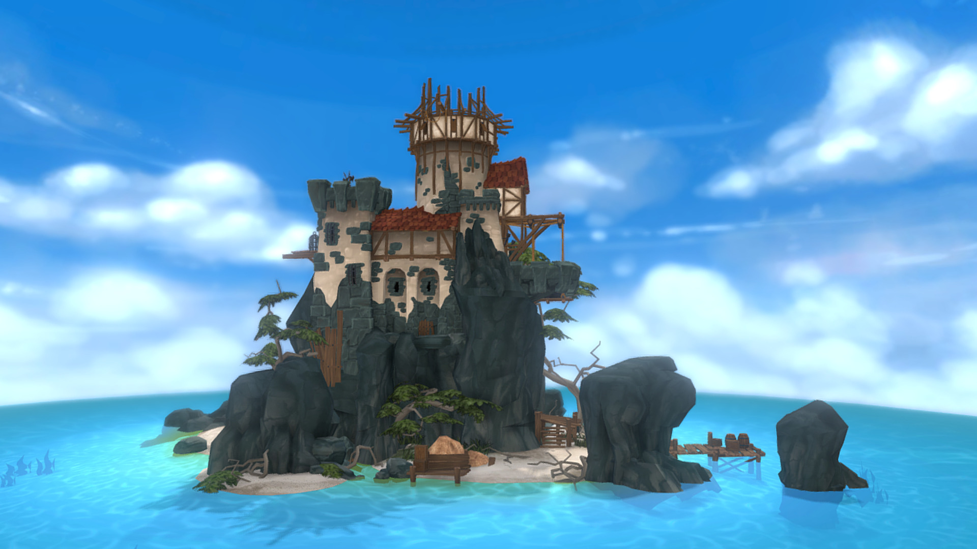 Island with house 3D model_3