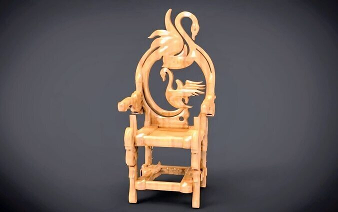 Swan Throne Chair Low-poly 3D print model