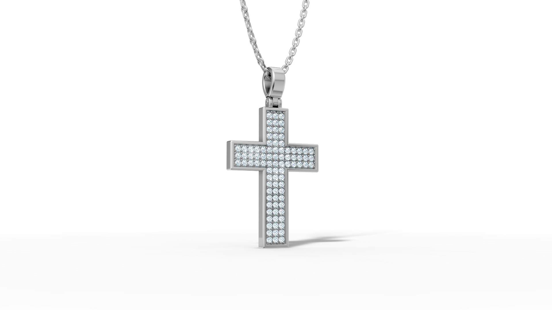 29mm Diamond Cross 3 Gem Rows  Classic Cross Pendant  3D print model_7