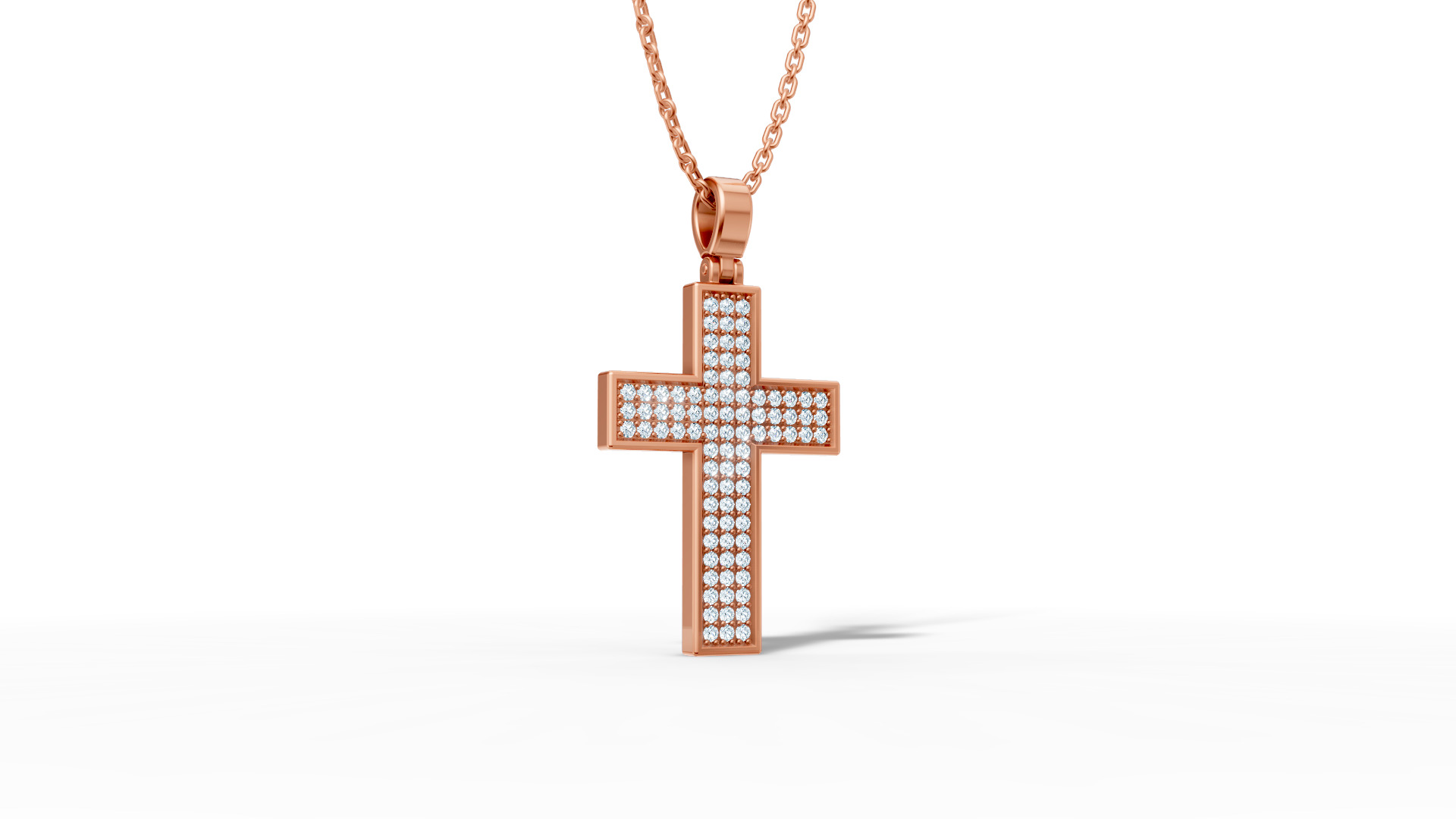 29mm Diamond Cross 3 Gem Rows  Classic Cross Pendant  3D print model_5