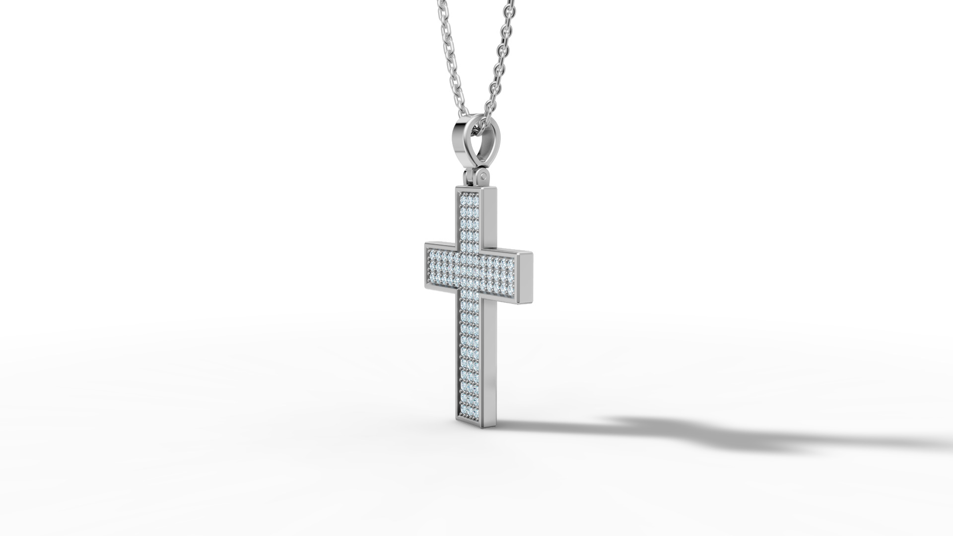 29mm Diamond Cross 3 Gem Rows  Classic Cross Pendant  3D print model_42