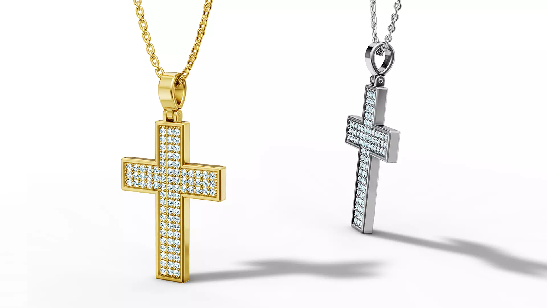 29mm Diamond Cross 3 Gem Rows  Classic Cross Pendant  3D print model_0