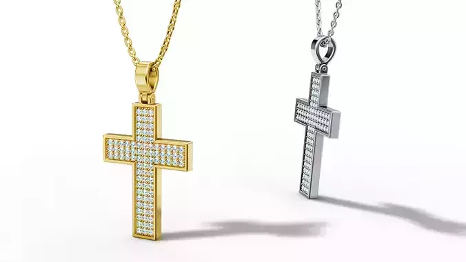 29mm Diamond Cross 3 Gem Rows  Classic Cross Pendant  3D print model
