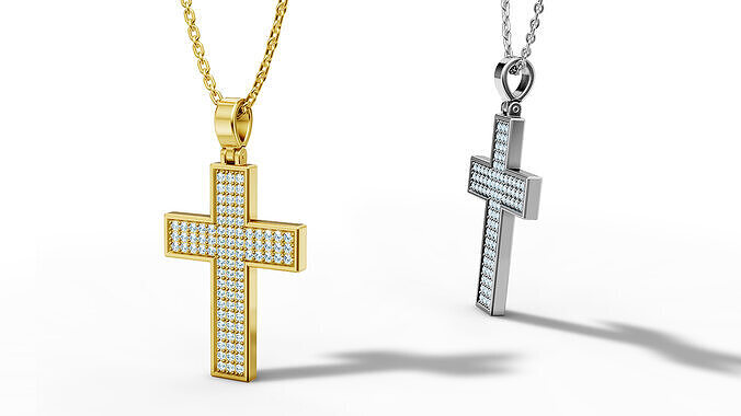 29mm Diamond Cross 3 Gem Rows  Classic Cross Pendant  3D print model