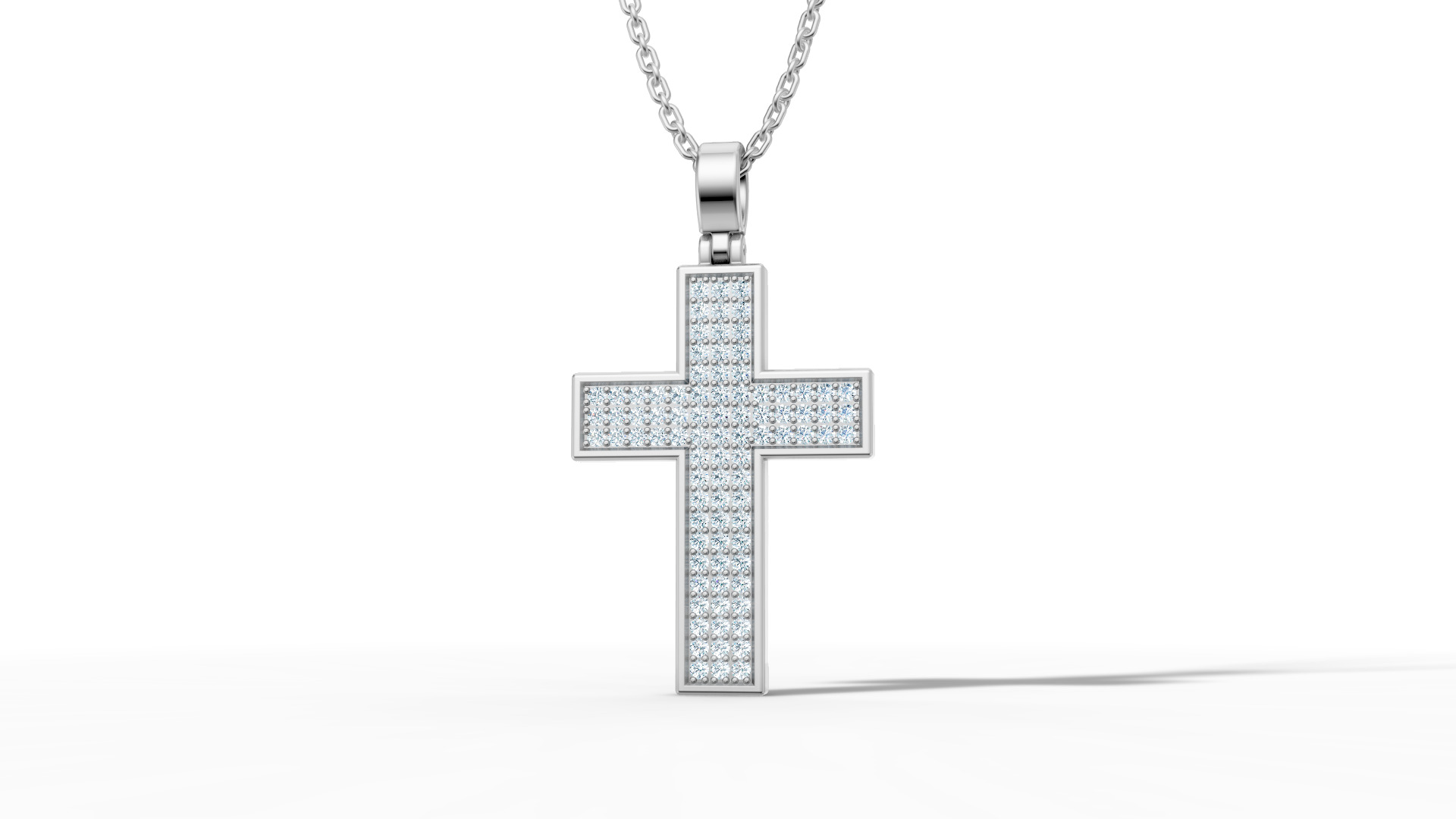 29mm Diamond Cross 3 Gem Rows  Classic Cross Pendant  3D print model_31