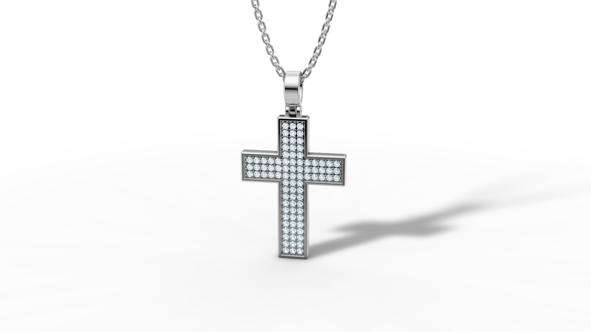 29mm Diamond Cross 3 Gem Rows  Classic Cross Pendant  3D print model_25