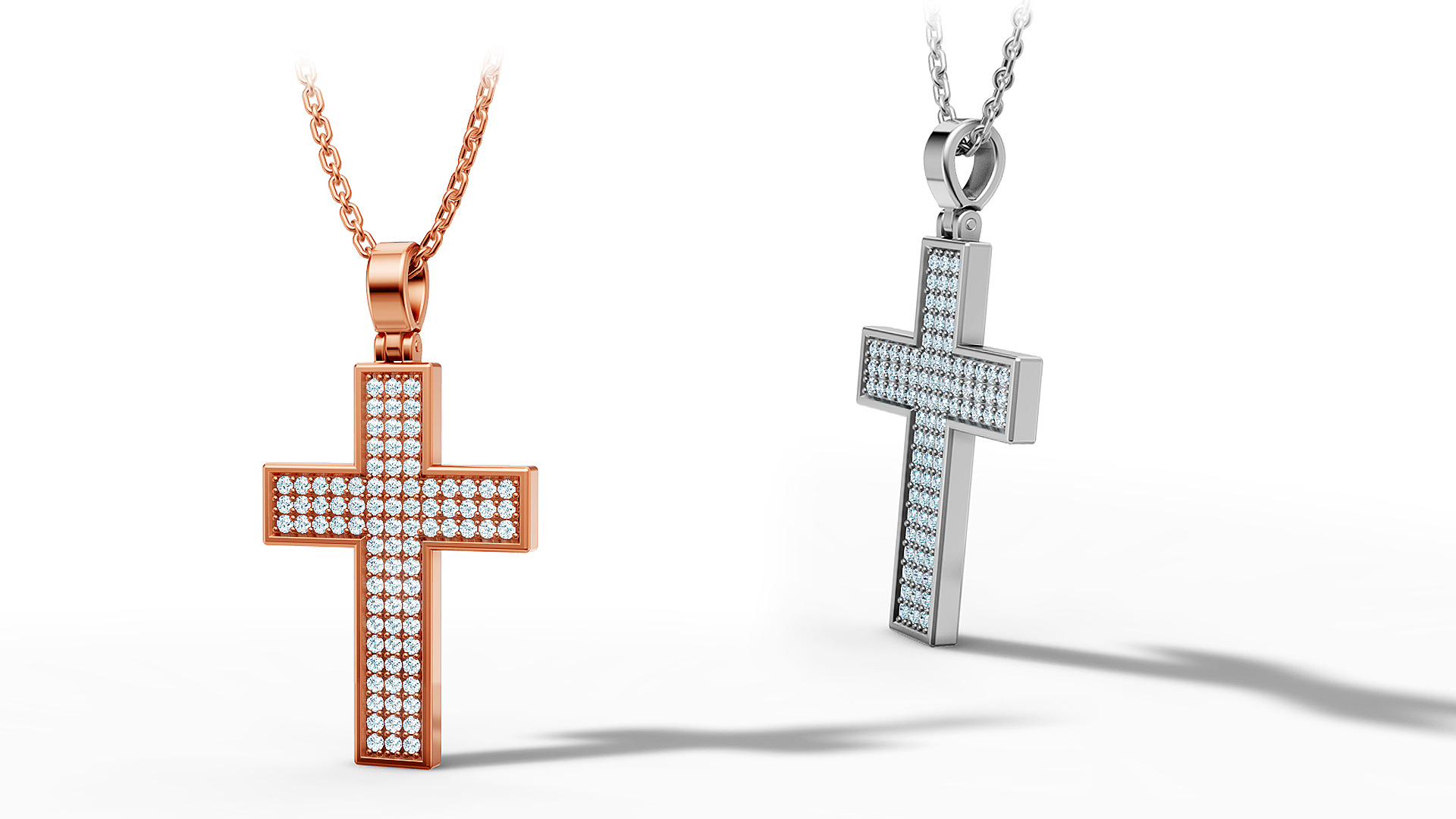 29mm Diamond Cross 3 Gem Rows  Classic Cross Pendant  3D print model_1