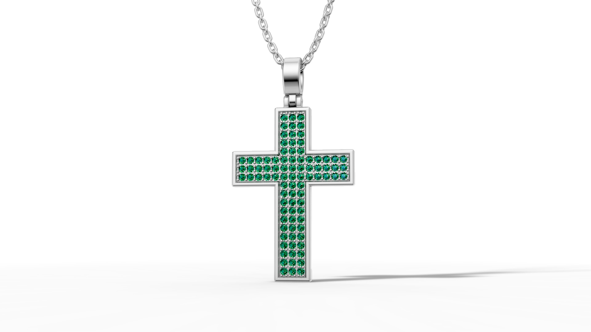 29mm Diamond Cross 3 Gem Rows  Classic Cross Pendant  3D print model_32