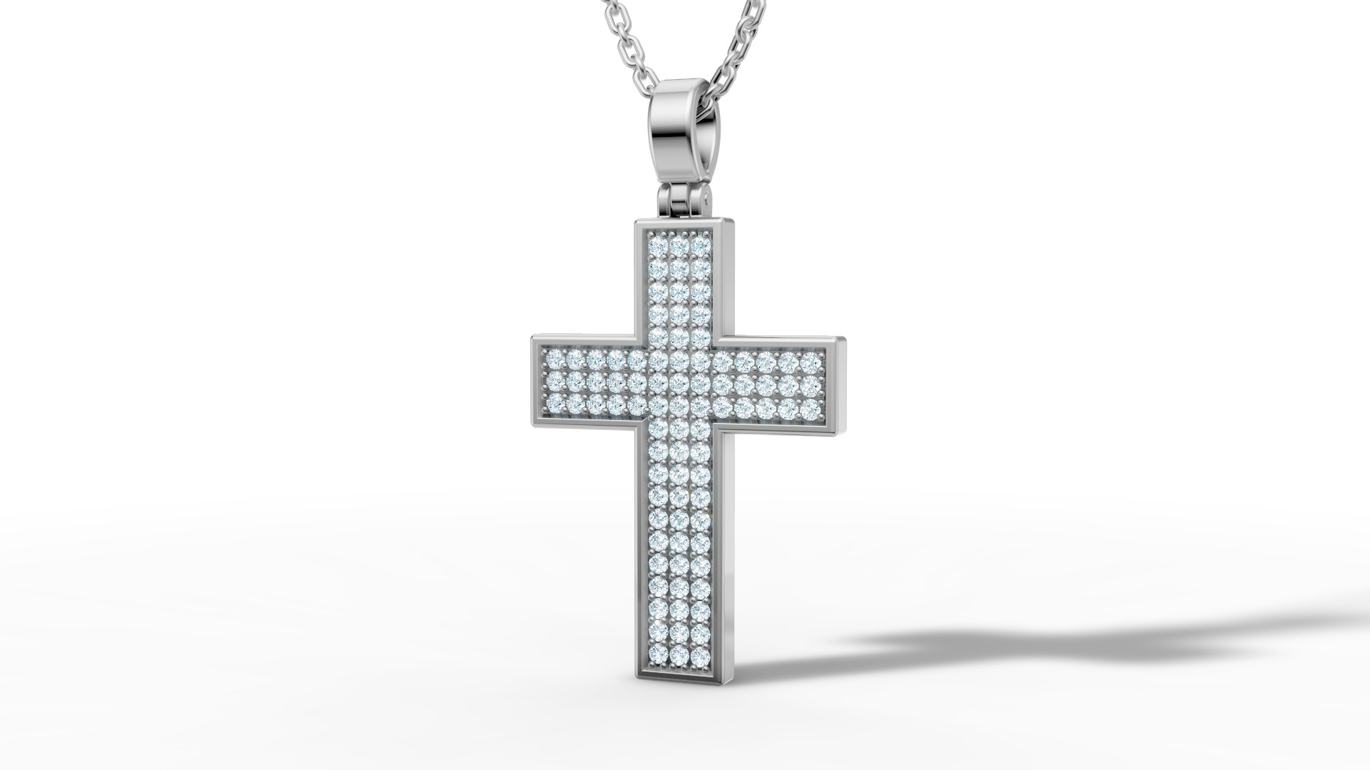 29mm Diamond Cross 3 Gem Rows  Classic Cross Pendant  3D print model_39