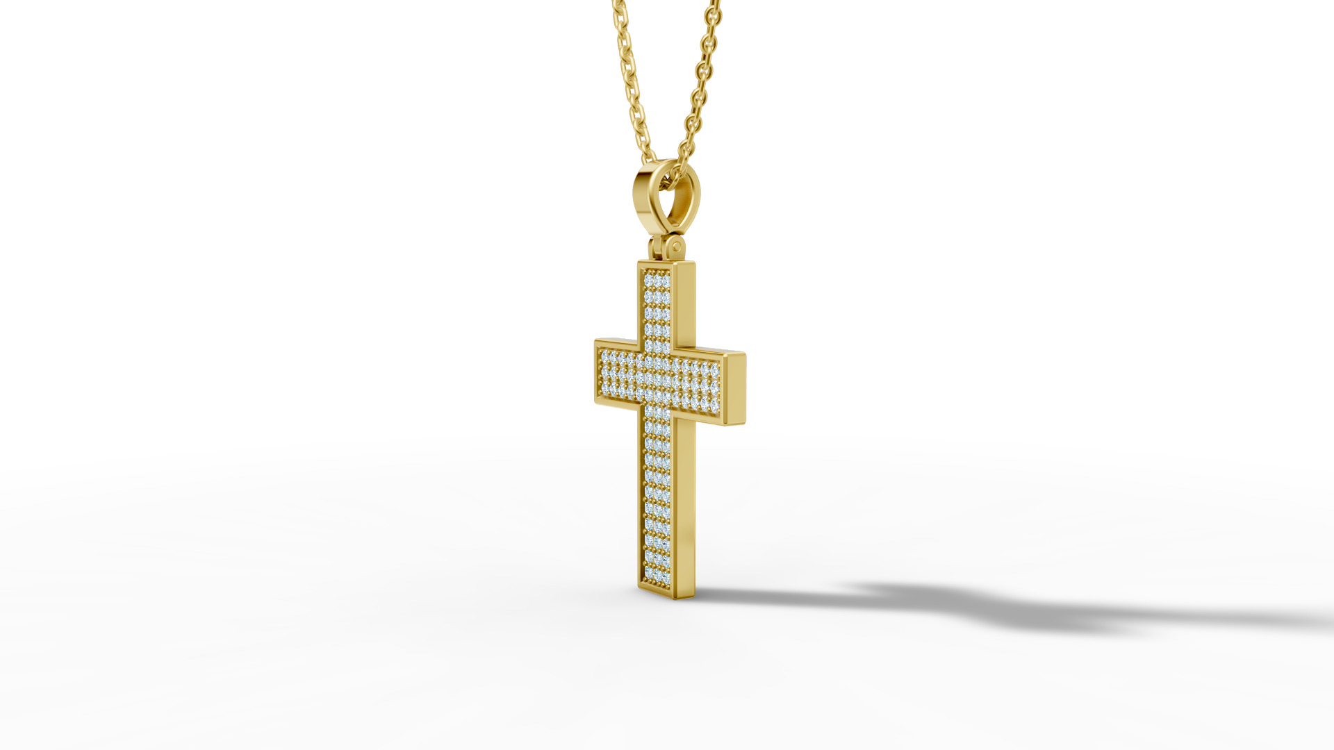 29mm Diamond Cross 3 Gem Rows  Classic Cross Pendant  3D print model_41
