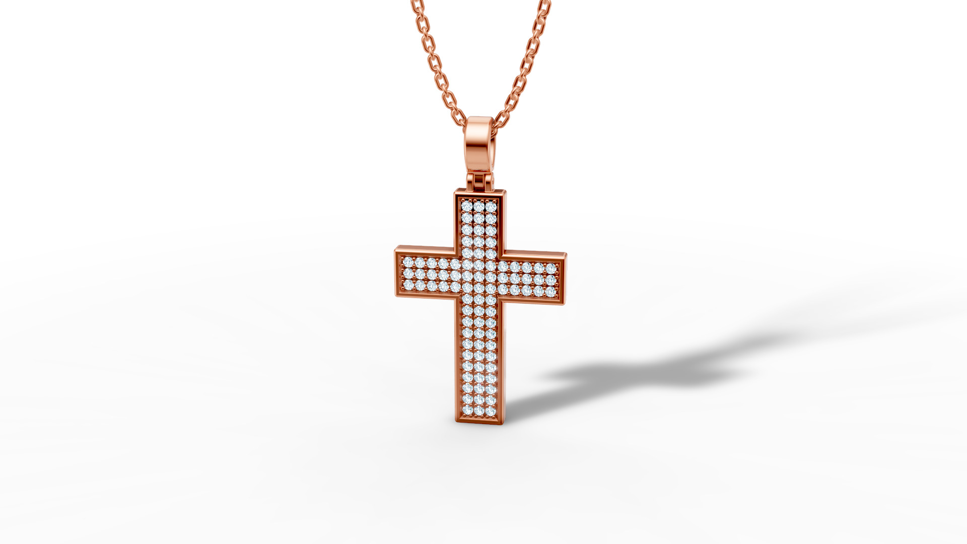 29mm Diamond Cross 3 Gem Rows  Classic Cross Pendant  3D print model_23