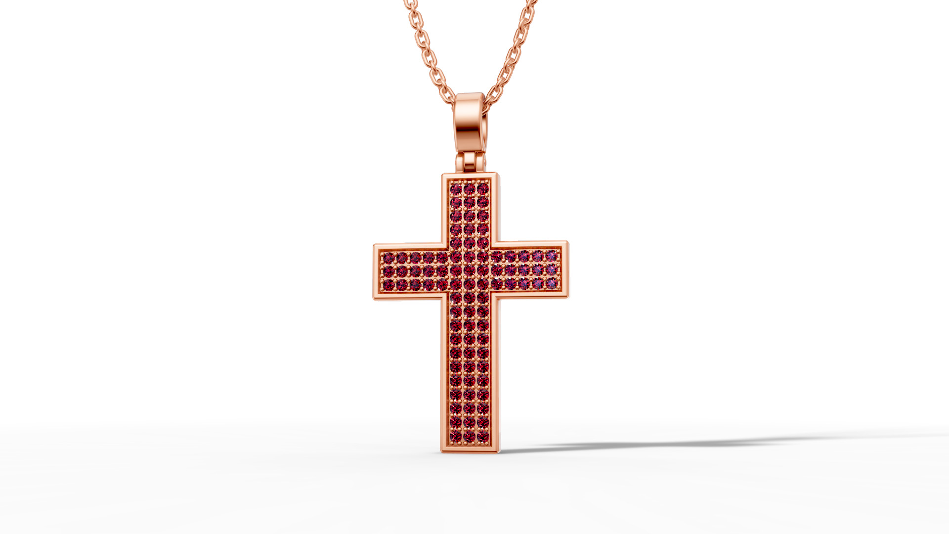 29mm Diamond Cross 3 Gem Rows  Classic Cross Pendant  3D print model_34