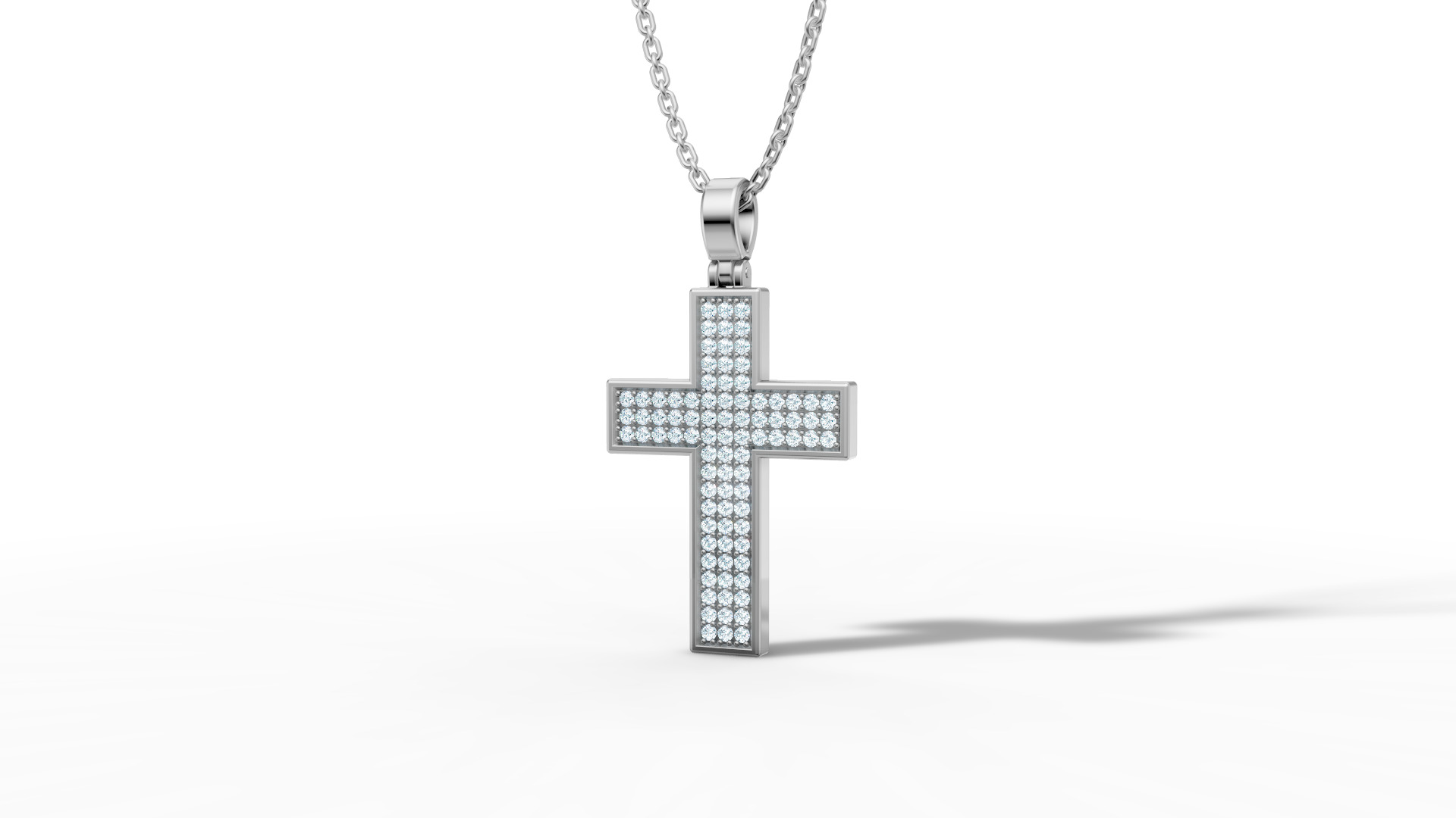 29mm Diamond Cross 3 Gem Rows  Classic Cross Pendant  3D print model_4