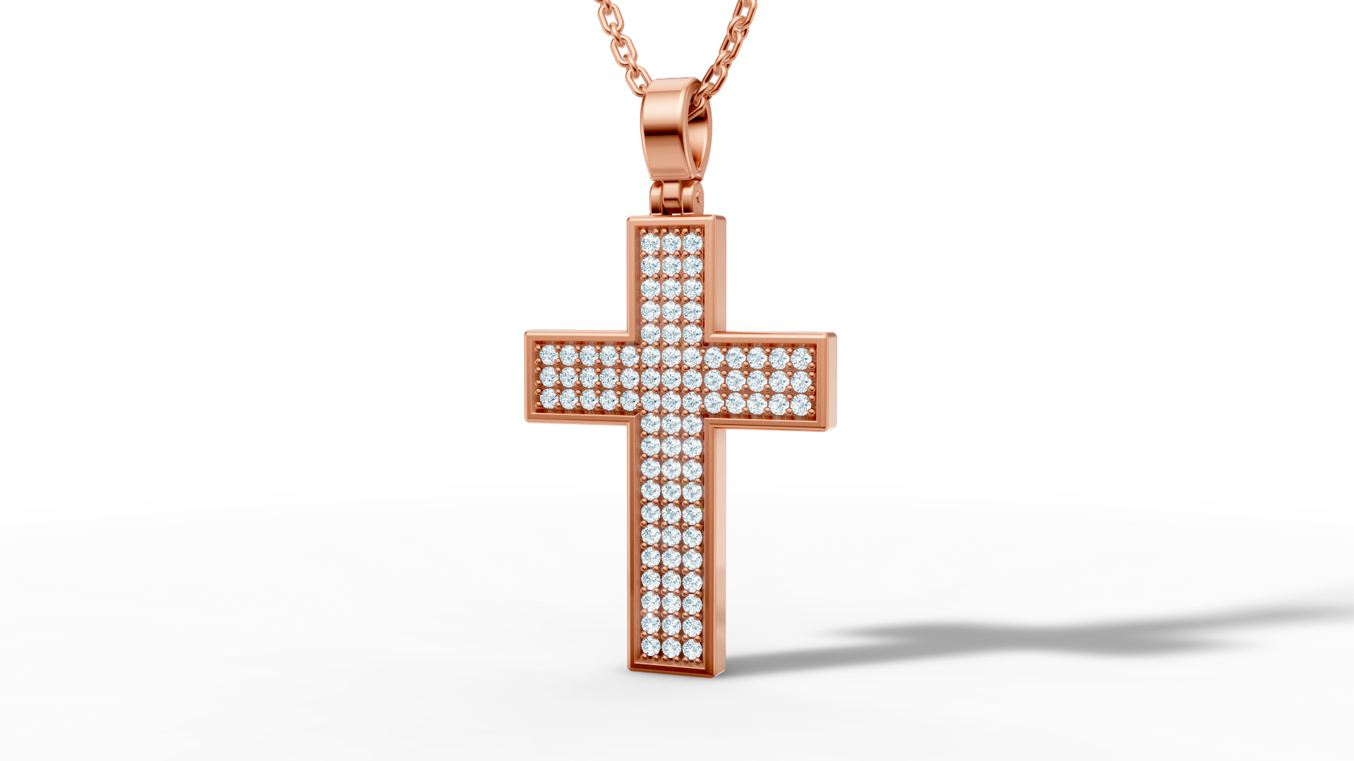 29mm Diamond Cross 3 Gem Rows  Classic Cross Pendant  3D print model_37