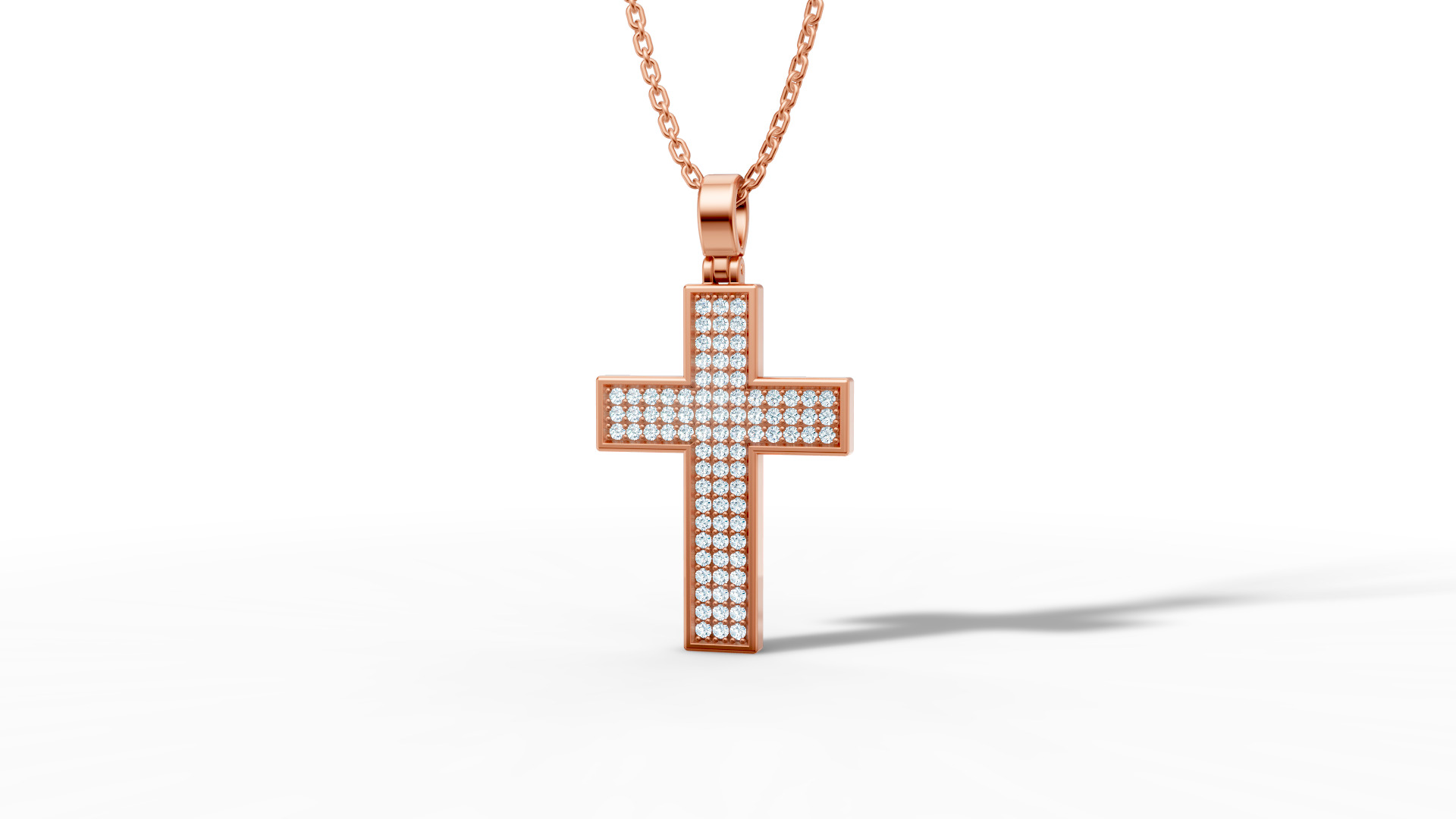 29mm Diamond Cross 3 Gem Rows  Classic Cross Pendant  3D print model_26