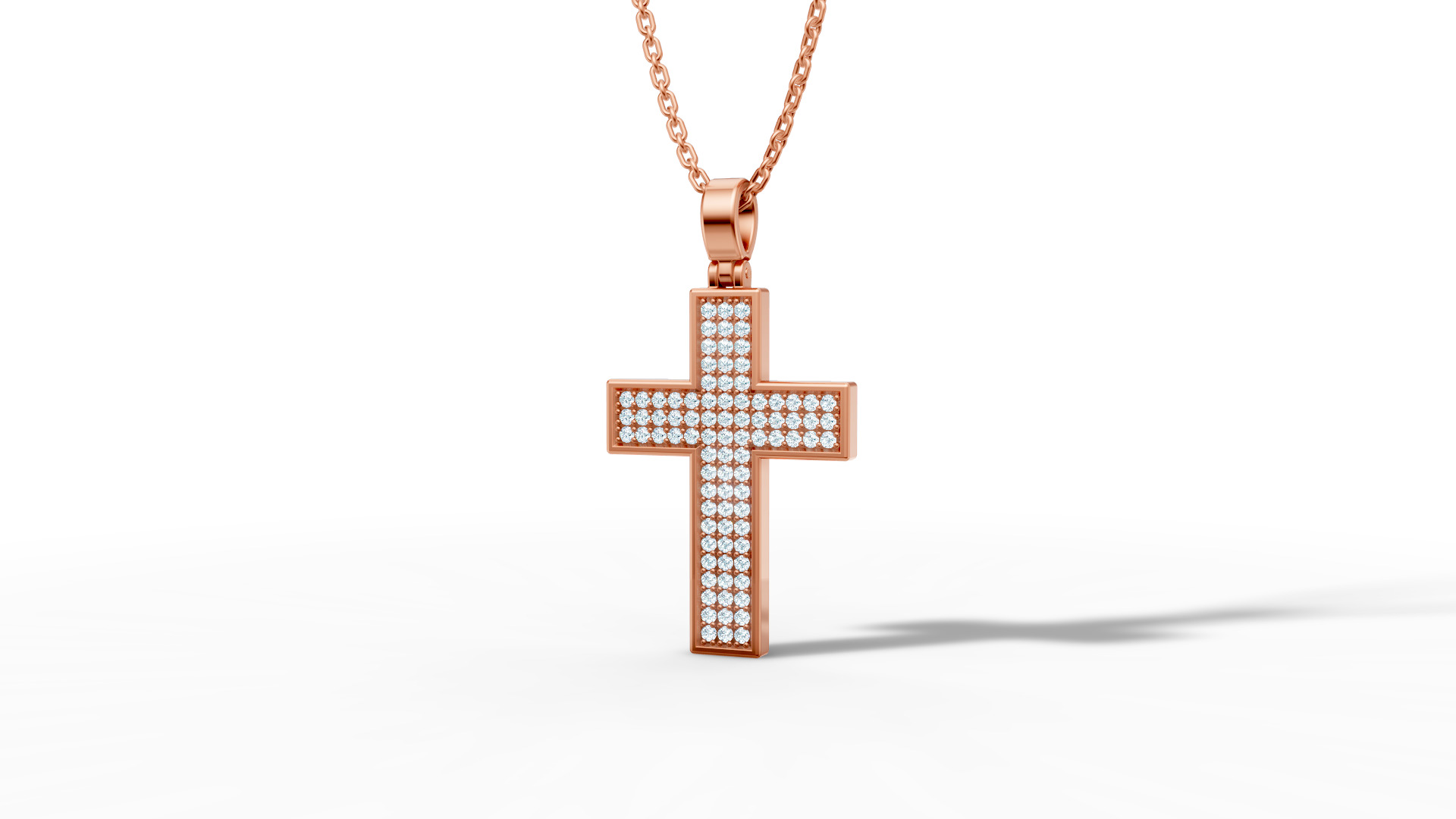 29mm Diamond Cross 3 Gem Rows  Classic Cross Pendant  3D print model_2