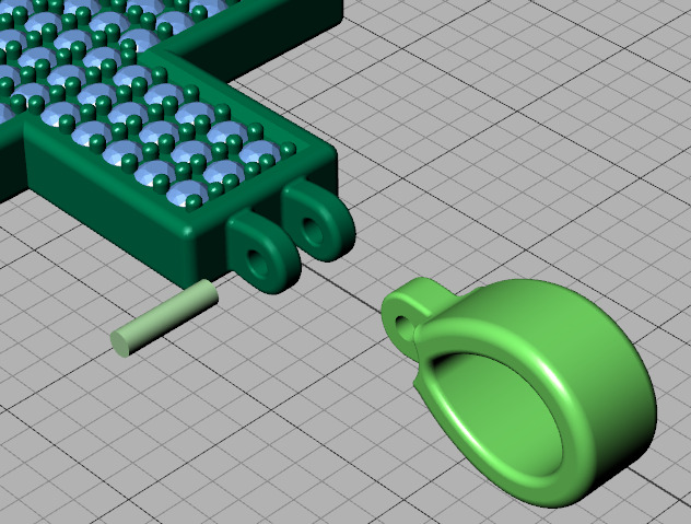 29mm Diamond Cross 3 Gem Rows  Classic Cross Pendant  3D print model_47