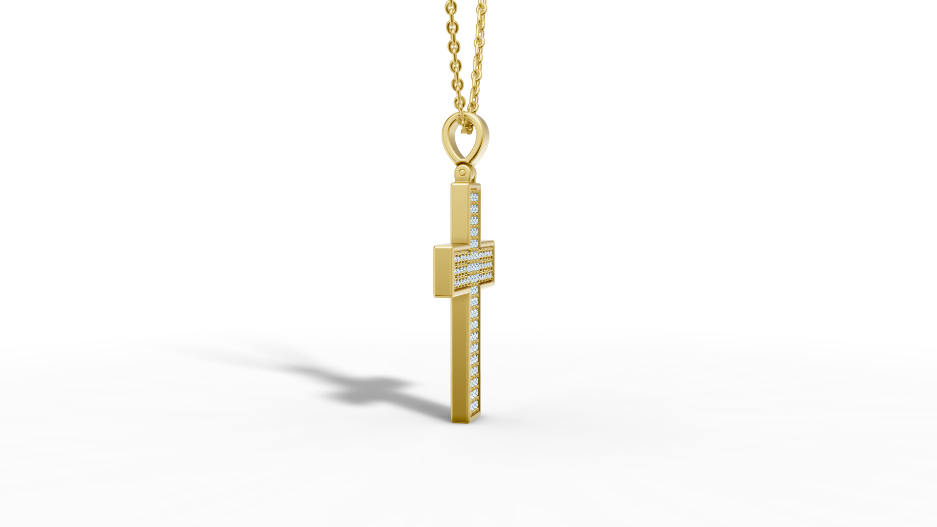 29mm Diamond Cross 3 Gem Rows  Classic Cross Pendant  3D print model_18