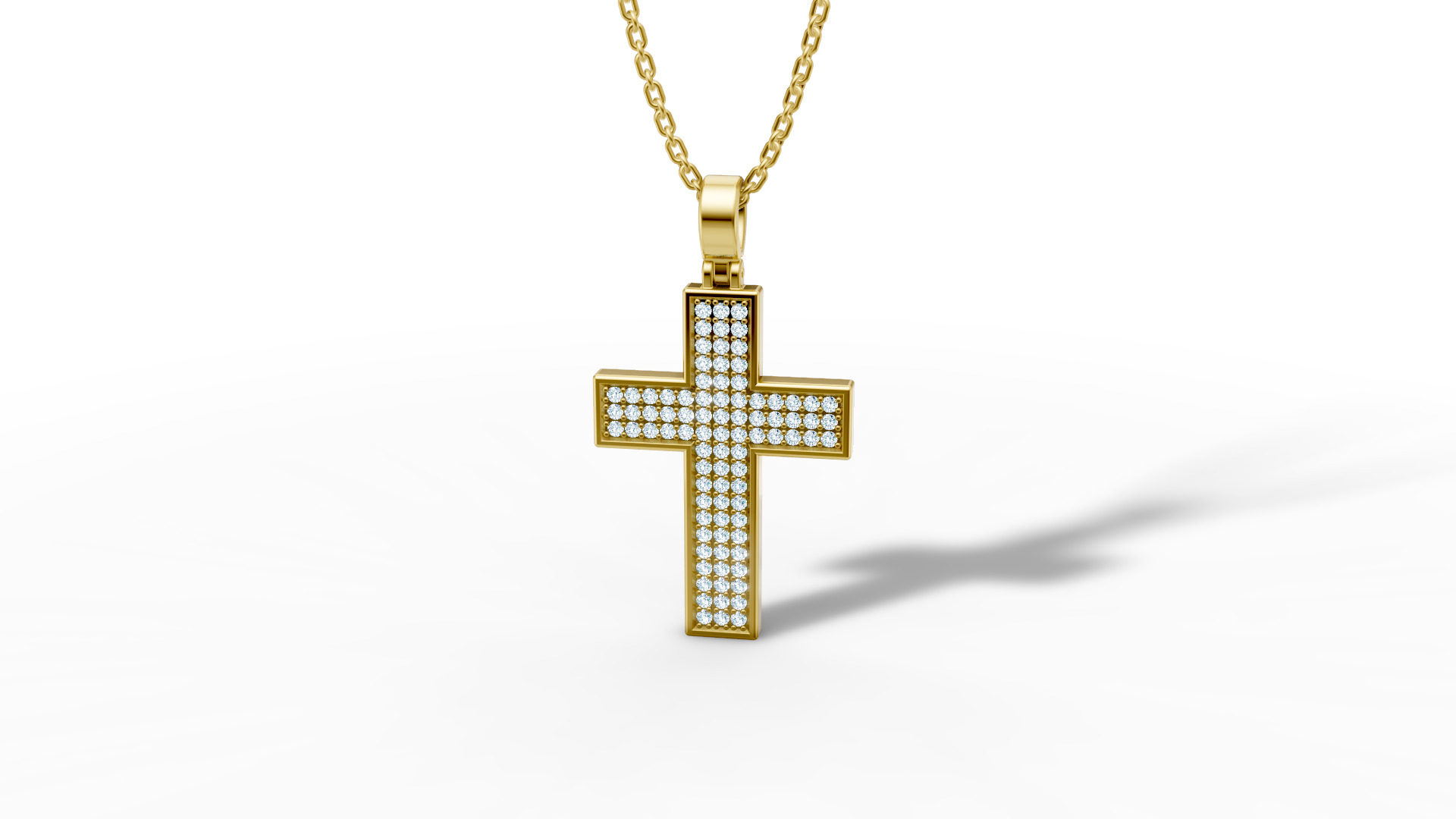 29mm Diamond Cross 3 Gem Rows  Classic Cross Pendant  3D print model_24