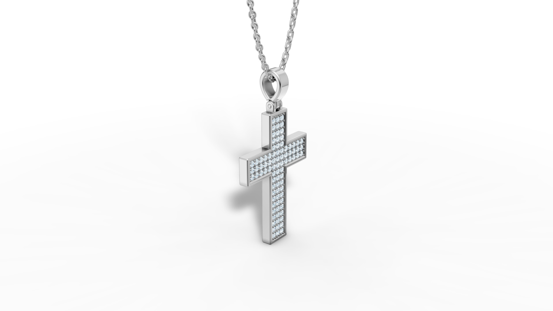 29mm Diamond Cross 3 Gem Rows  Classic Cross Pendant  3D print model_16
