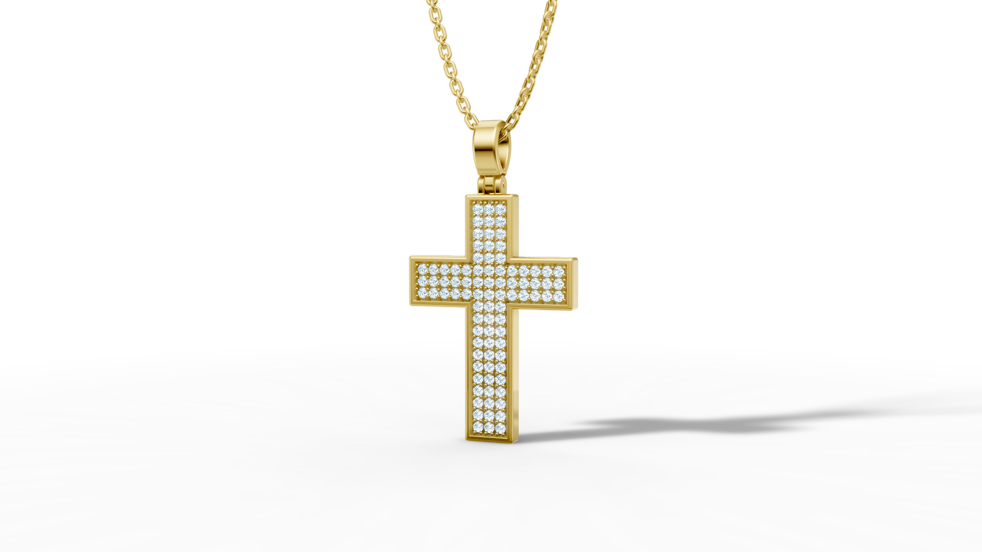 29mm Diamond Cross 3 Gem Rows  Classic Cross Pendant  3D print model_3
