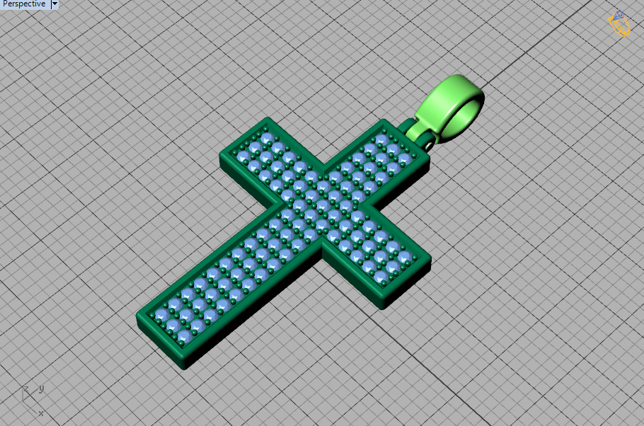 29mm Diamond Cross 3 Gem Rows  Classic Cross Pendant  3D print model_44